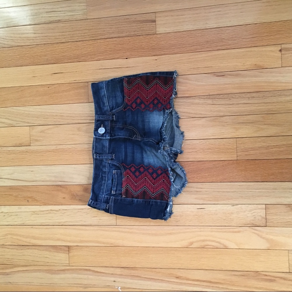 Express Denim Shorts with Embroidered Design